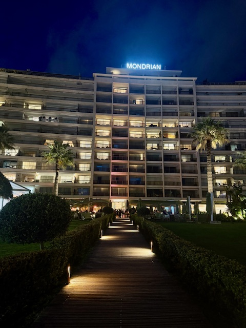 Mondrian hotel illuminated façade by night — MIPIM© 2026 gala dinner