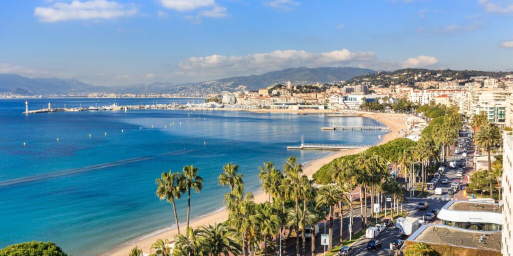 MIPCOM 2026 corporate events on Cannes Croisette with Palais des Festivals and professional yachts during TV market